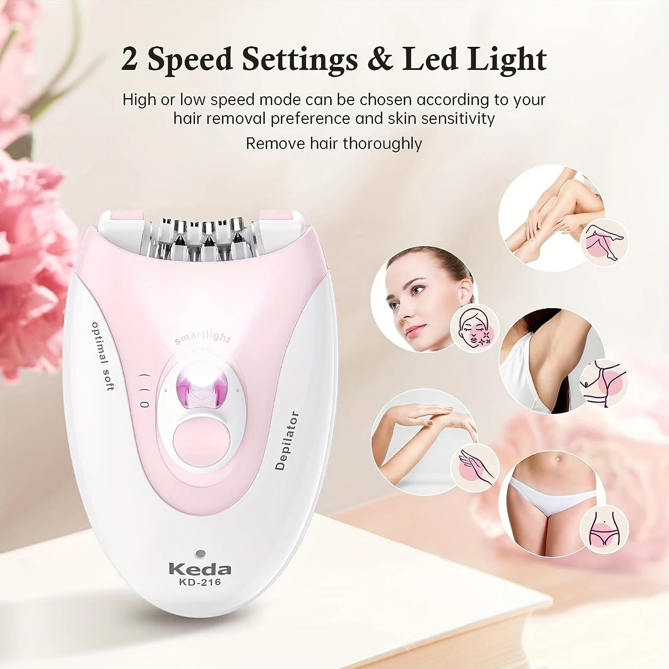 Ladies' intelligent electric hair removal device, portable hair removal device, USB charging with light, hair removal device