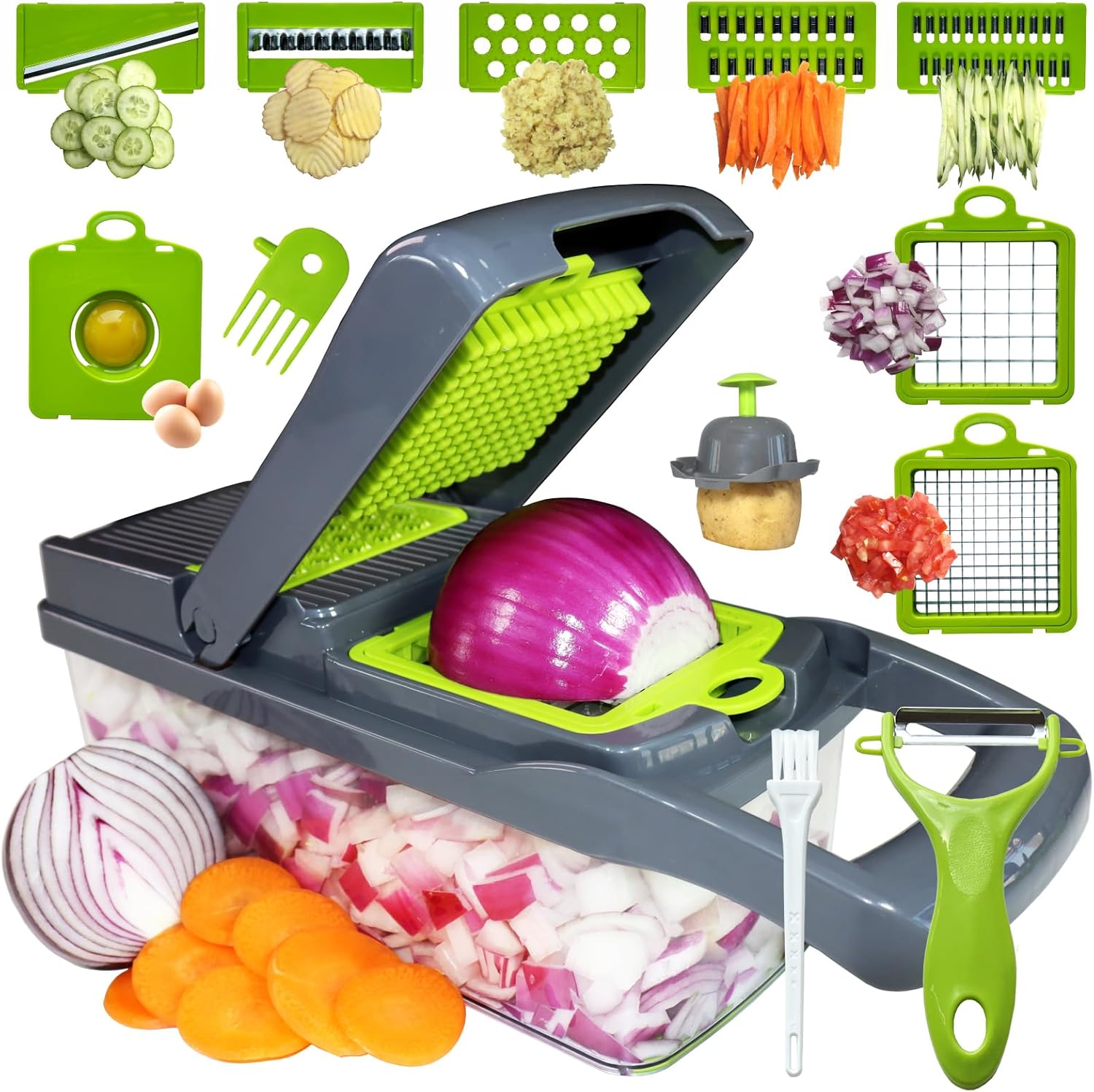 Multifunctional Vegetable Chopper Onion Chopper Handle Food Grate Food Chopper Kitchen vegetable Slicer Dicer A Kitchen Essential for Families, Effortlessly Slice, Blend to Enhance Cooking Experience